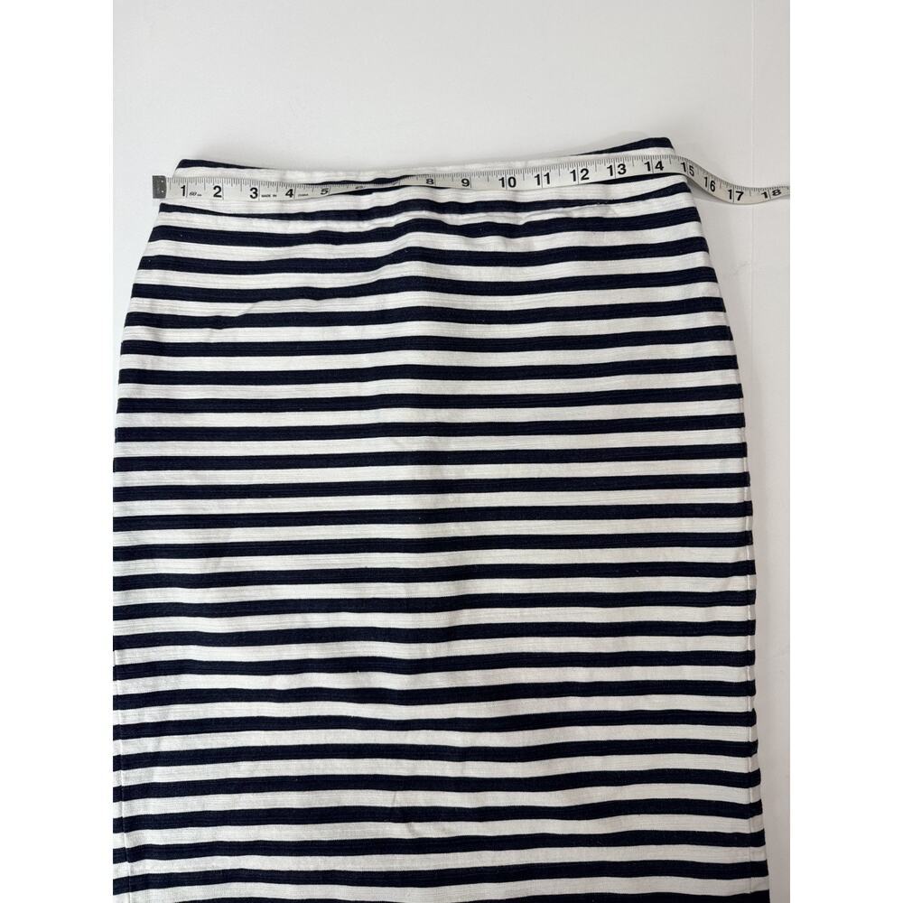 J.Crew No. 2 Pencil Skirt Size 4 Navy White Stripe Linen Cotton Preppy Nautical - Picture 2 of 6